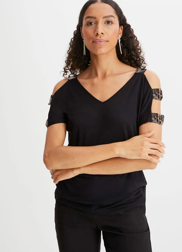 bonprix - Blusa Preta em Malha de Viscose 7