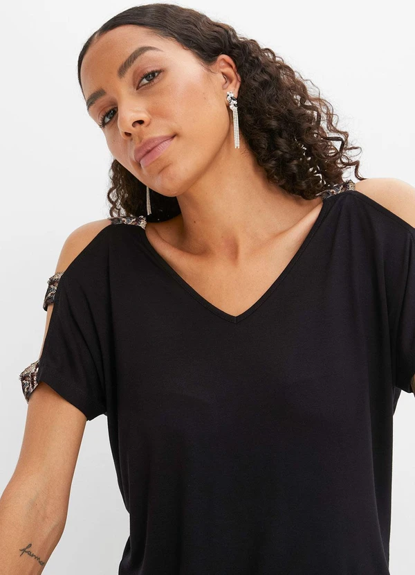 bonprix - Blusa Preta em Malha de Viscose 8