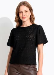 Blusa Preta em Malha Laise