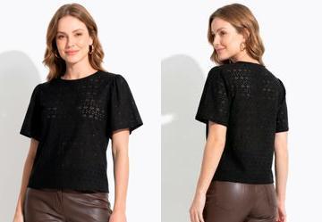 Blusa Preta em Malha Laise