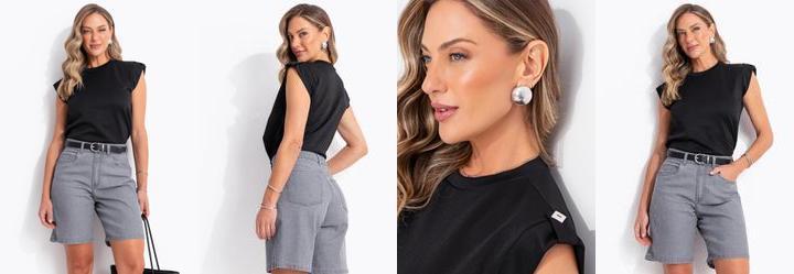 Blusa Preta em Malha Scuba