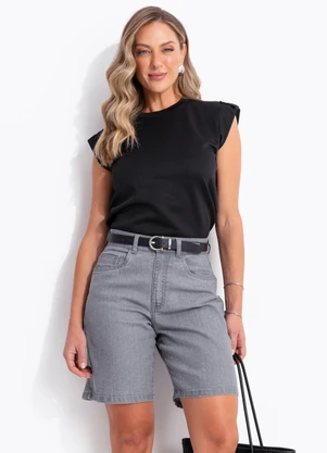 Quintess - Blusa Preta em Malha Scuba - QUINTESS