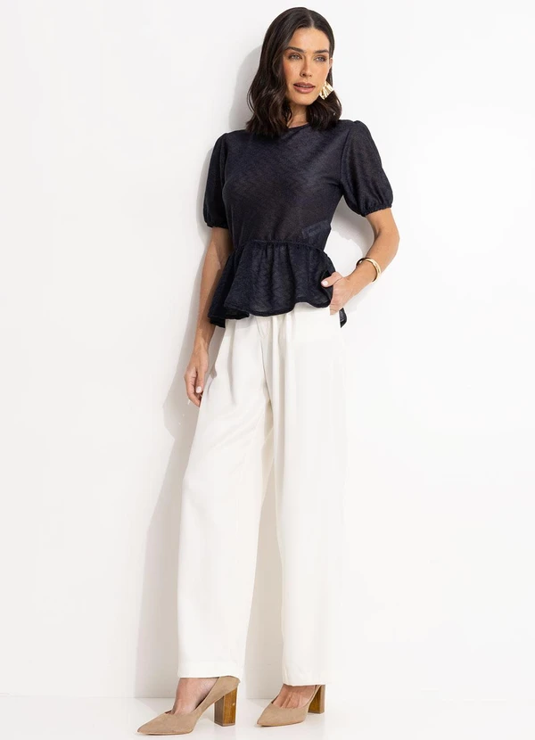 Quintess - Blusa Preta em Malha Texturizada 3