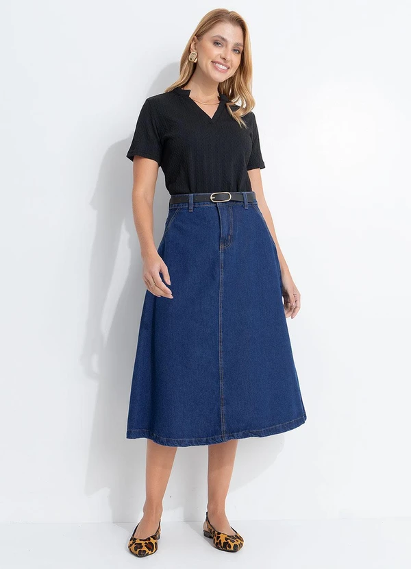 Quintess - Blusa Preta em Malha Tricô Texturizada 3