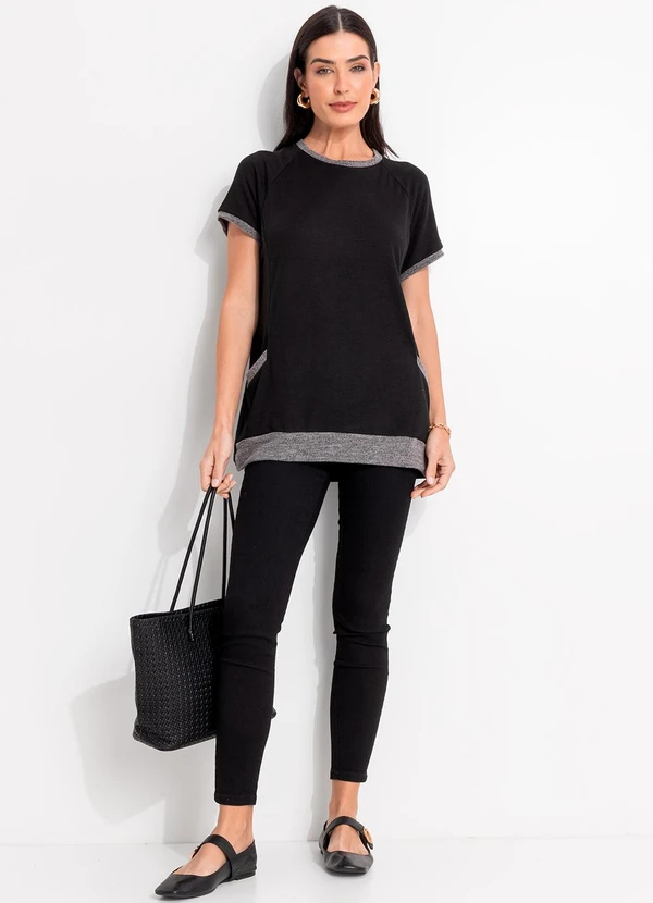 Quintess - Blusa Preta em Malha Tricô 3