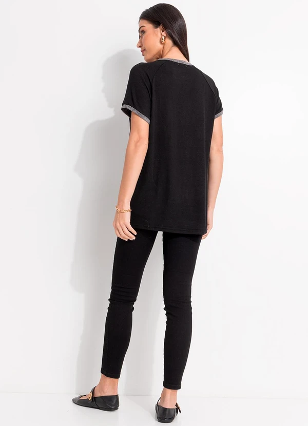 Quintess - Blusa Preta em Malha Tricô 5
