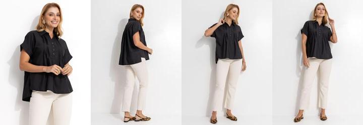 Blusa Preta em Poli�ster