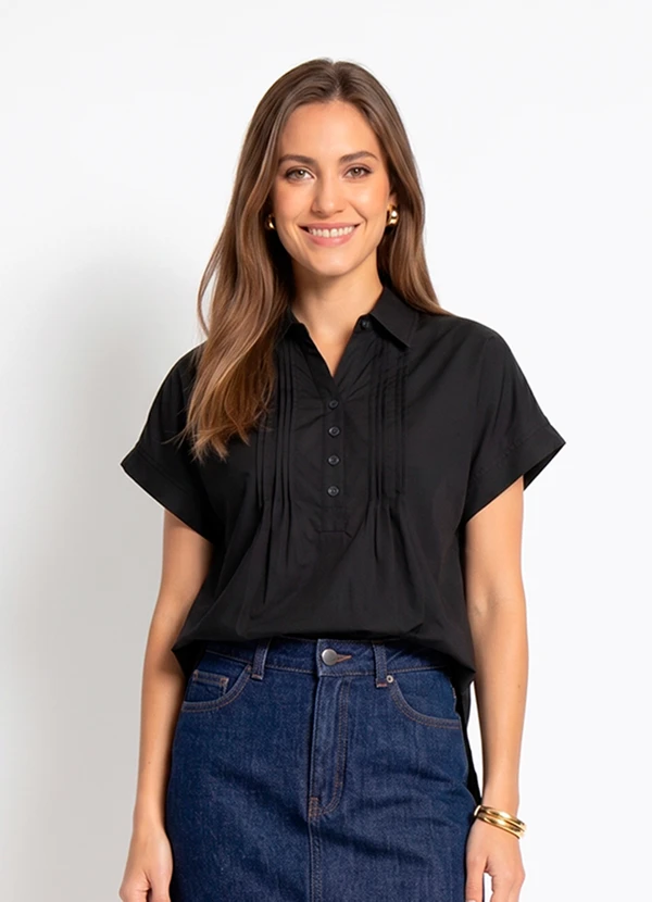 Quintess - Blusa Preta em Poliéster