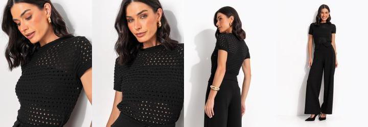 Blusa Preta em Tric�