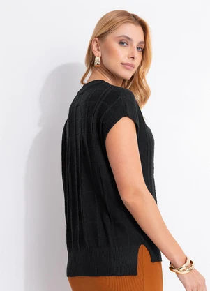 Quintess - Blusa Preta em Tricot - QUINTESS