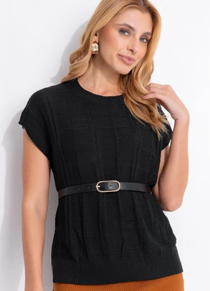 Quintess - Blusa Preta em Tricot - QUINTESS