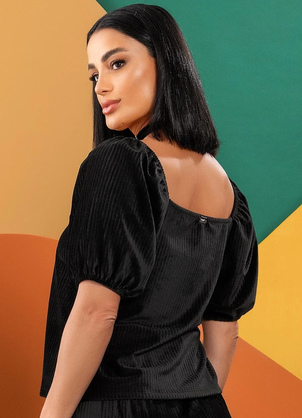 Quintess - Blusa Preta em Veludo Cotelê 3