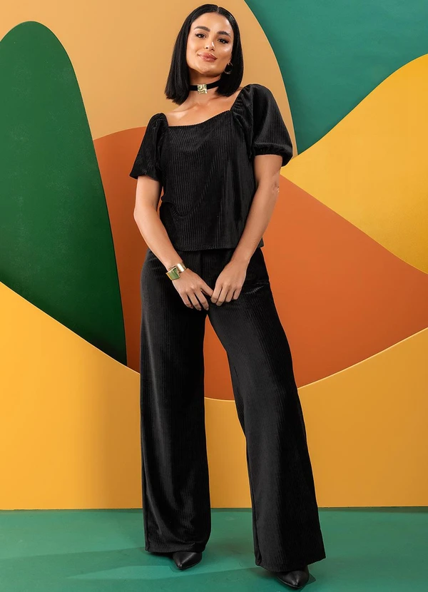 Quintess - Blusa Preta em Veludo Cotelê 2