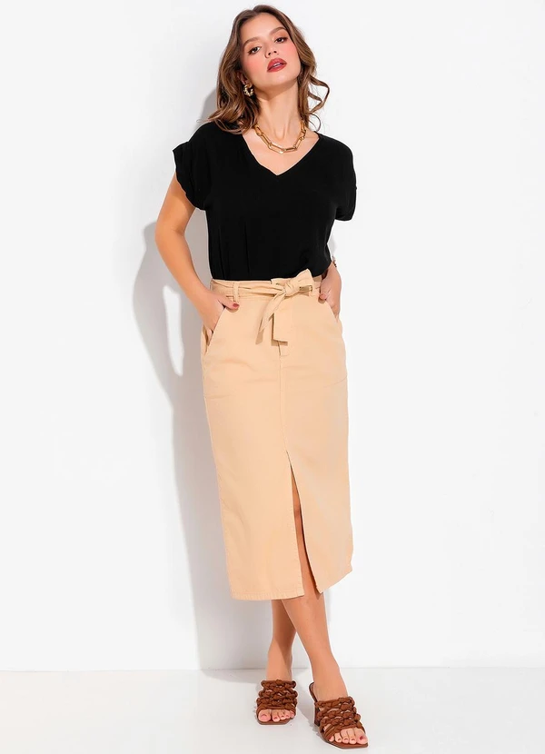 Quintess - Blusa Preta em Viscose Plana Sarjada 3