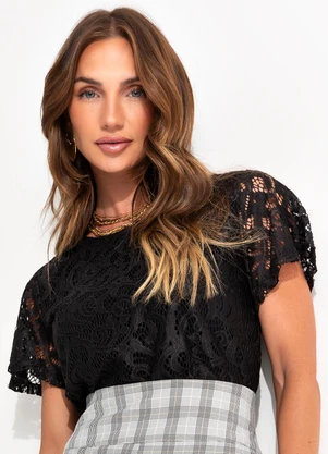 Quintess - Blusa Preta em Malha de Viscose - QUINTESS