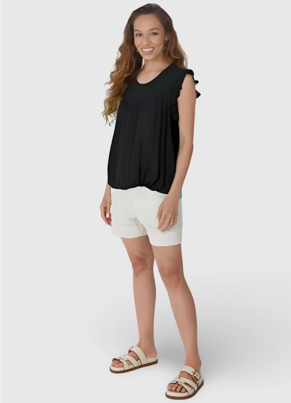 Malwee - Blusa Preta Evasê em Viscose 3