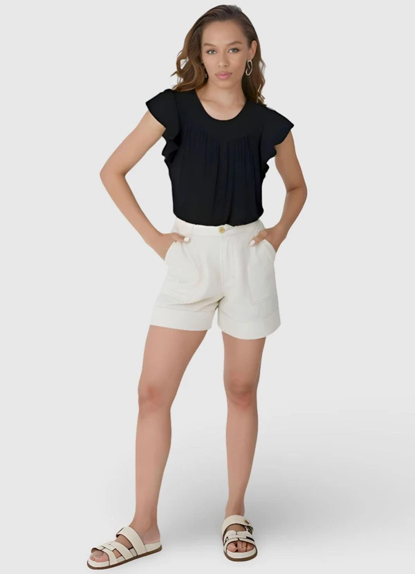 Malwee - Blusa Preta Evasê em Viscose 4