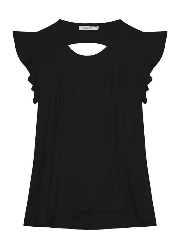 Malwee - Blusa Preta Evasê em Viscose 6
