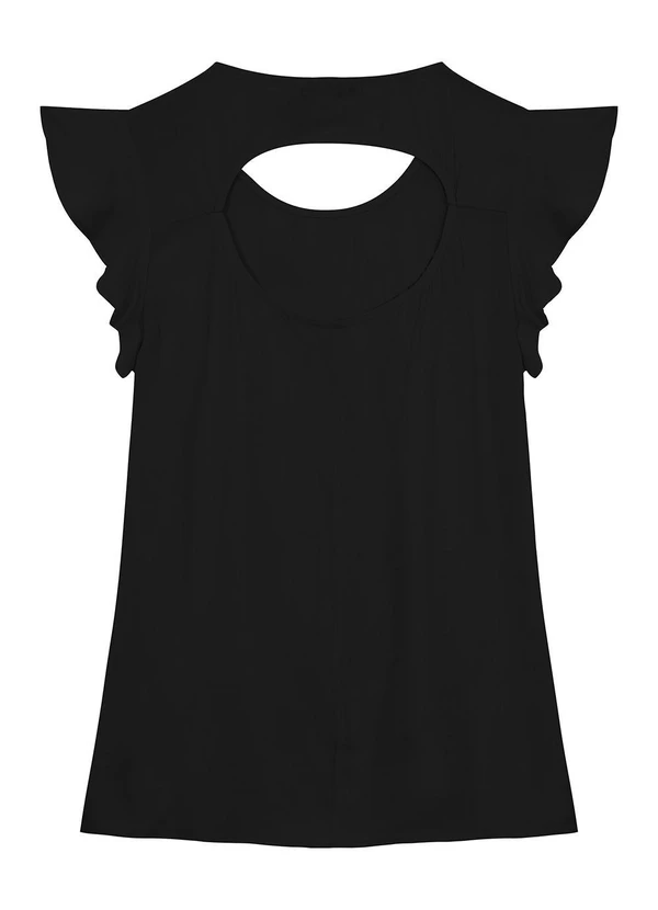 Malwee - Blusa Preta Evasê em Viscose 7