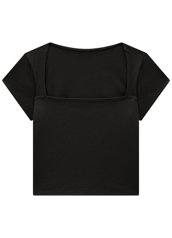 Enfim - Blusa Preta Justa em Malha Trabalhada 2