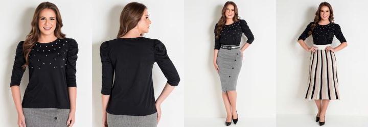 Blusa Preta com Prolas