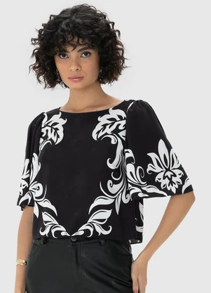 Enfim - Blusa Preto Ampla Arabesco - ENFIM