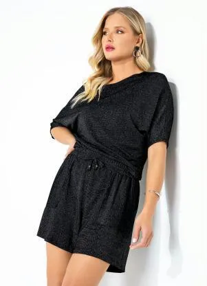 Blusa (Preto) com Corrente de Strass Rovitex - ROVITEX