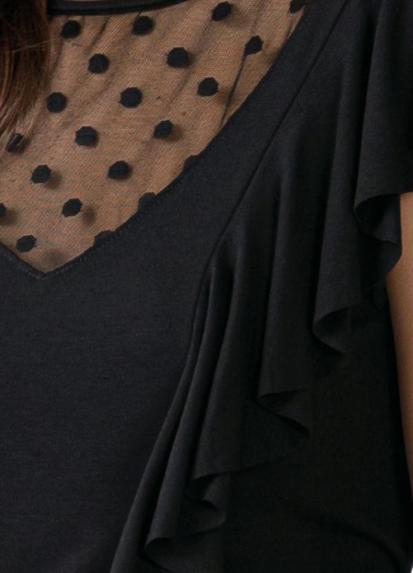 Quintess - Blusa Preto com Decote em Tule 5