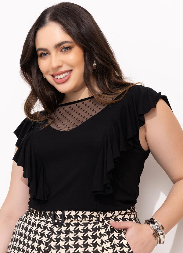 Quintess - Blusa Preto com Decote em Tule 6