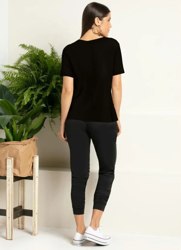 Quintess - Blusa Preto com Mangas Curtas 4