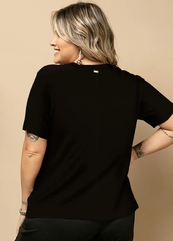 Quintess - Blusa Preto com Mangas Curtas 6