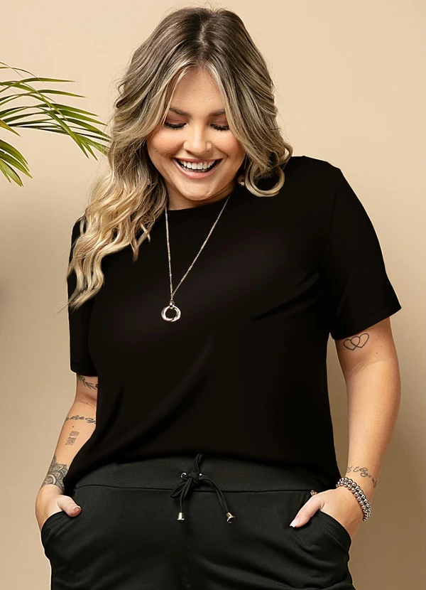 Quintess - Blusa Preto com Mangas Curtas 4