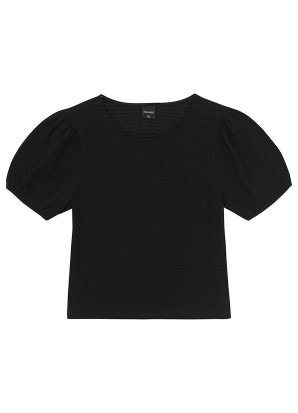 Malwee - Blusa Preto Cropped Texturizada