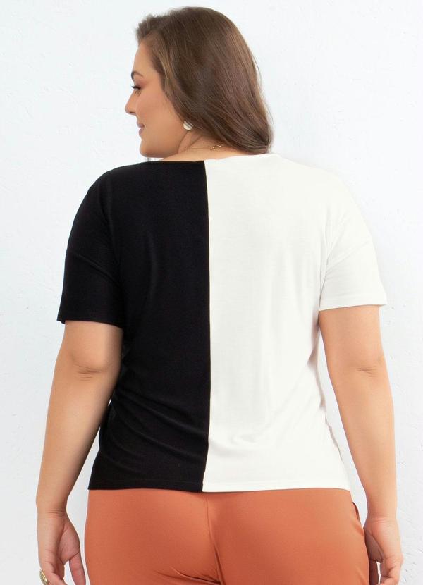 Quintess - Blusa Preto e Off White Decote em V 4