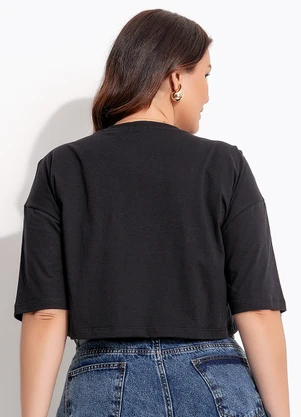 Quintess - Blusa Preto em Canelado - QUINTESS