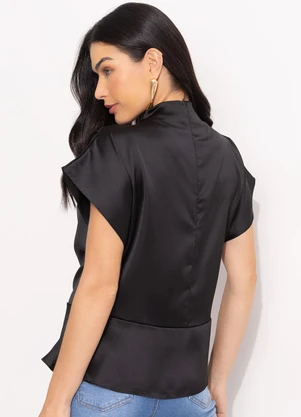 Quintess - Blusa Preto em Cetim - QUINTESS