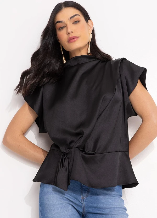 Quintess - Blusa Preto em Cetim