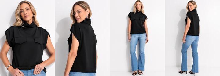 Blusa Preto em Malha Crepe