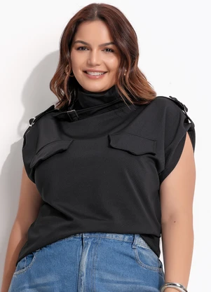 Quintess - Blusa Preto em Malha Crepe - QUINTESS