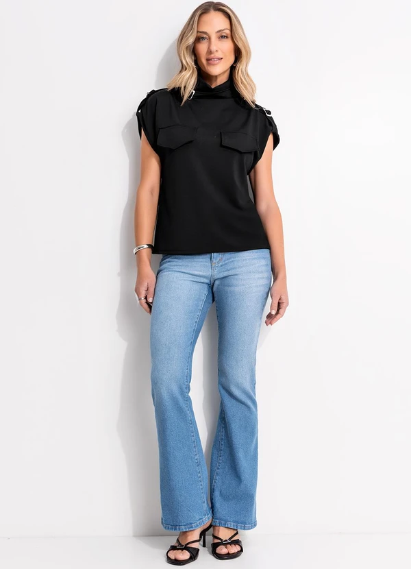 Quintess - Blusa Preto em Malha Crepe 3