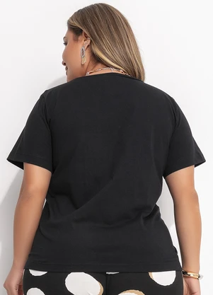 Quintess - Blusa Preto em Malha de Algodão Penteado - QUINTESS