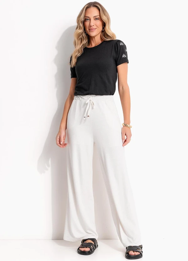 Quintess - Blusa Preto em Malha de Algodão Penteado 3