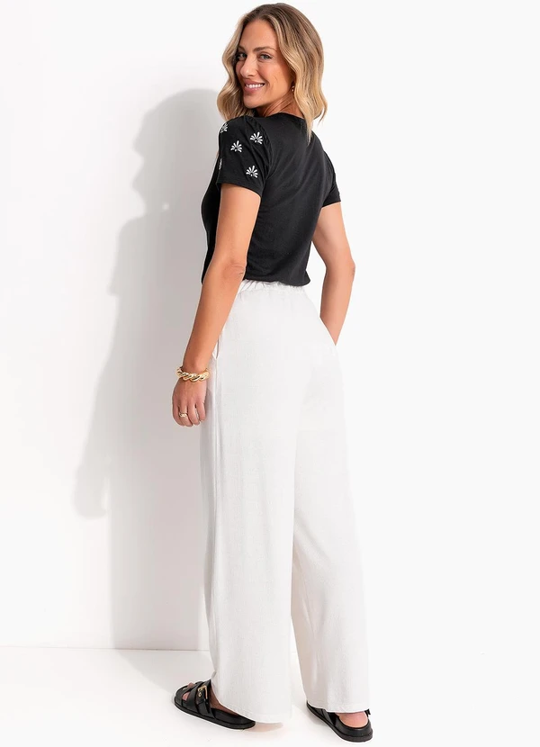 Quintess - Blusa Preto em Malha de Algodão Penteado 5