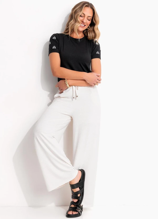 Quintess - Blusa Preto em Malha de Algodão Penteado 6