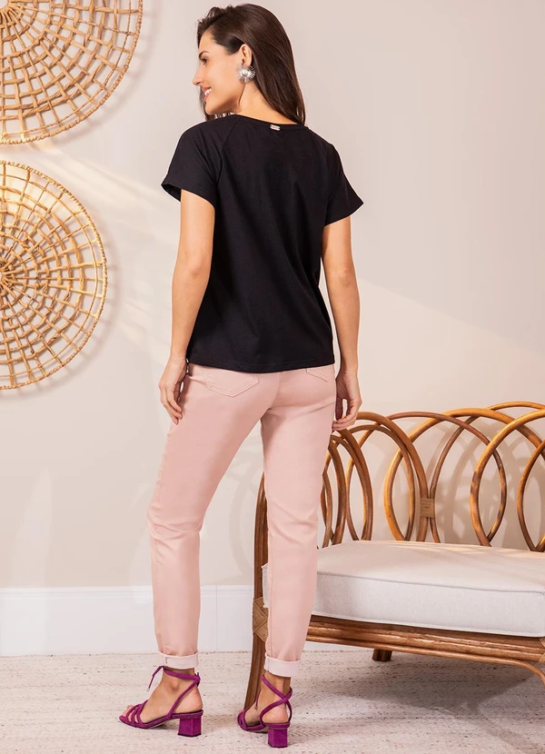 Quintess - Blusa Preto em Malha de Algodão