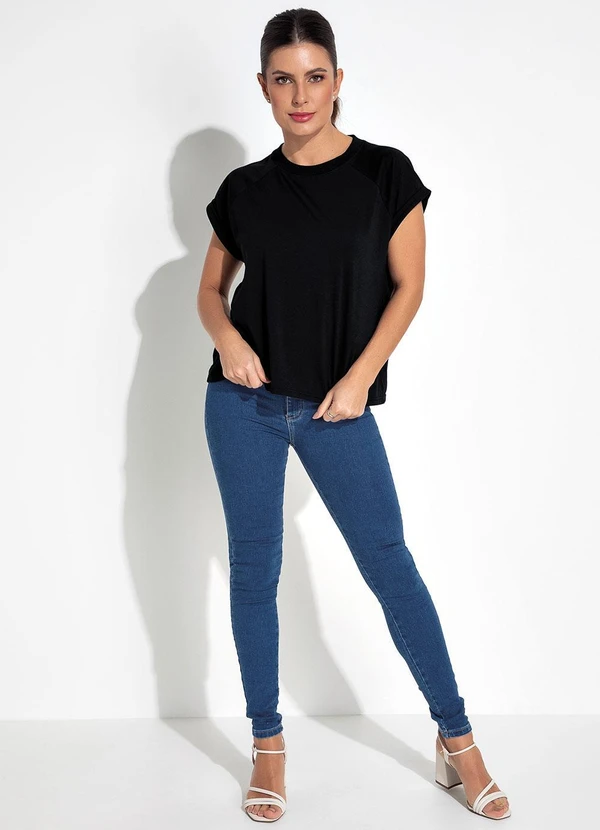 Basicamente - Blusa Preto em Malha de Algodão 7