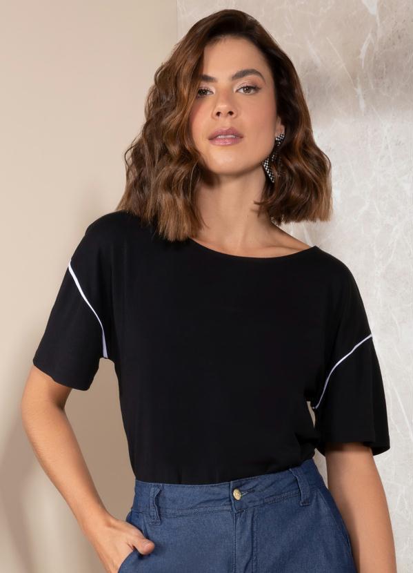 Blusa (Preto) em Malha de Viscose