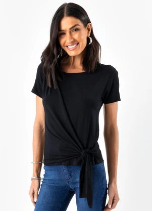 Quintess - Blusa Preto em Malha de Viscose - QUINTESS