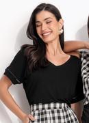 Blusa Preto em Malha de Viscose