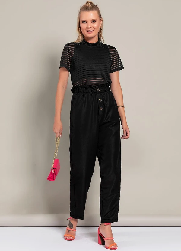 Moda Pop - Blusa Preto em Malha Devorê 5